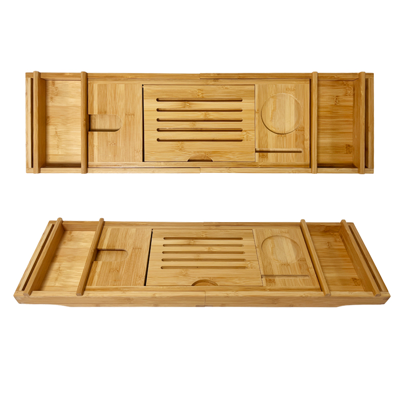 Custom bamboo bathtub tray