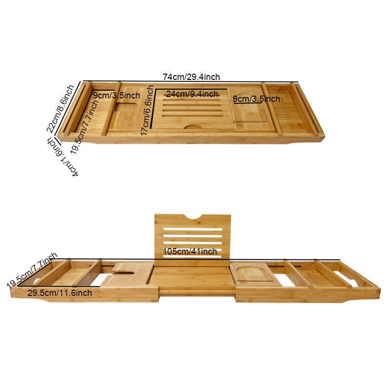 Custom bamboo bathtub tray