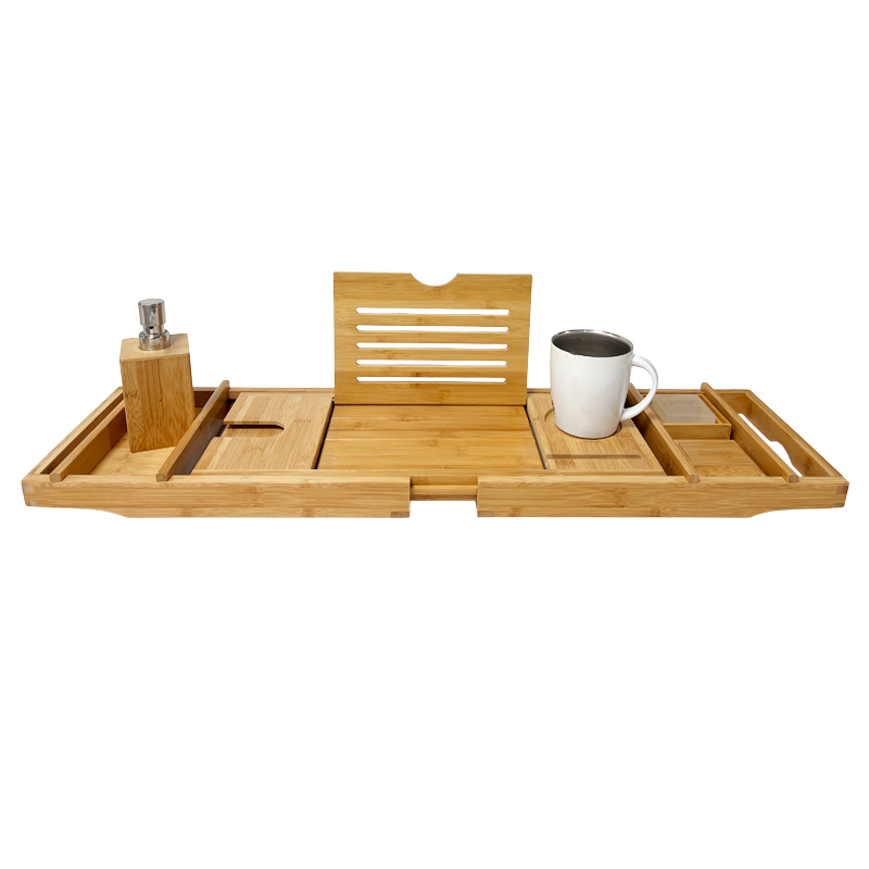 Custom bamboo bathtub tray