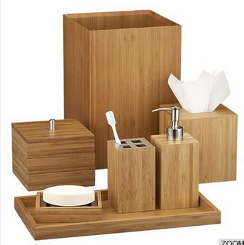 Wholesale bamboo bathroom accessories set