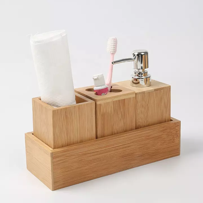 Wholesale bamboo bathroom accessories set