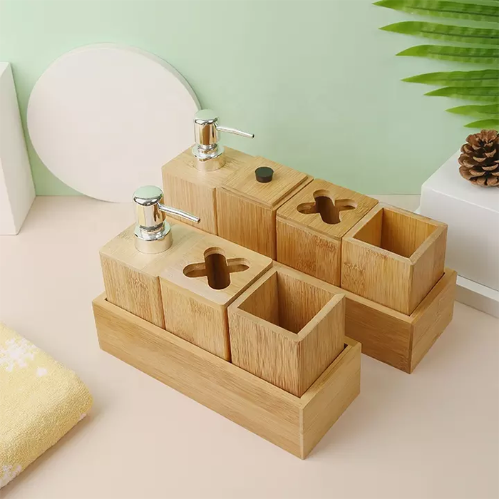 Wholesale bamboo bathroom accessories set