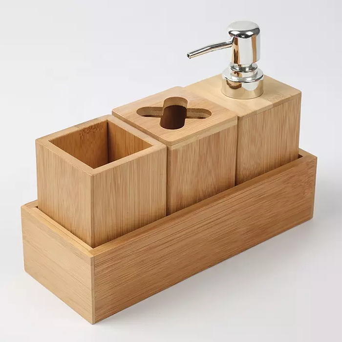 Wholesale bamboo bathroom accessories set