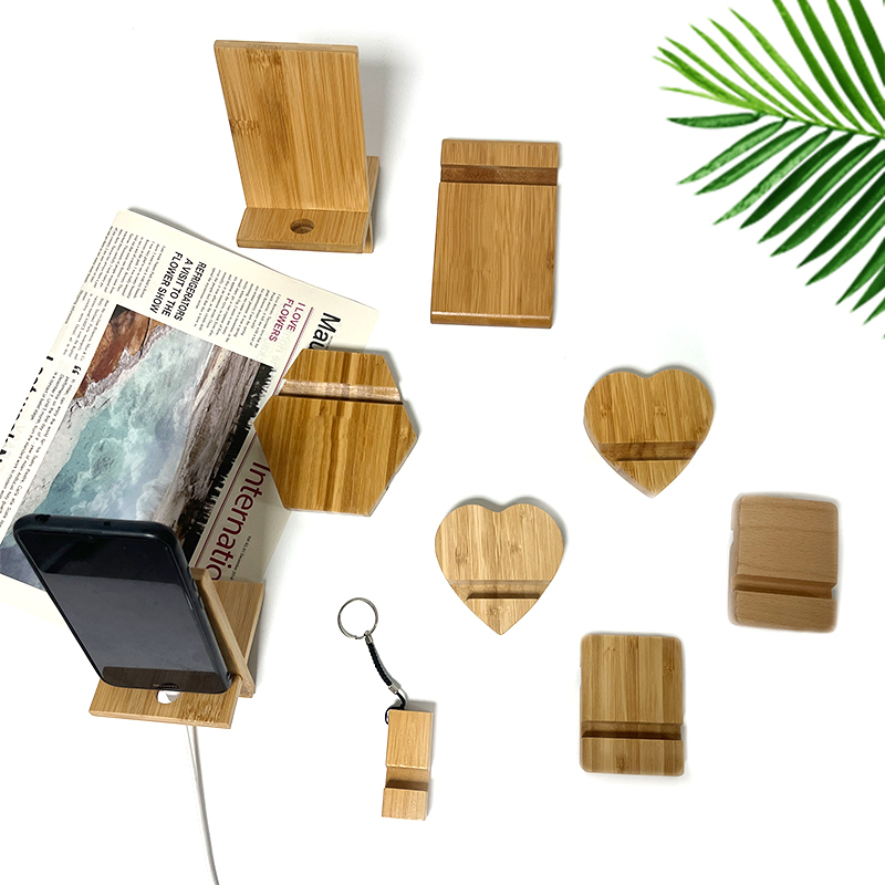 custom bamboo phone charging holder stand