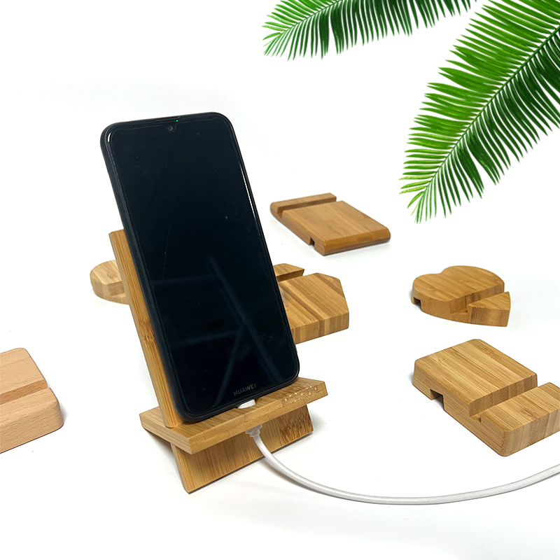 custom bamboo phone charging holder stand