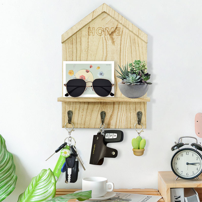 custom bamboo wooden wall organizer
