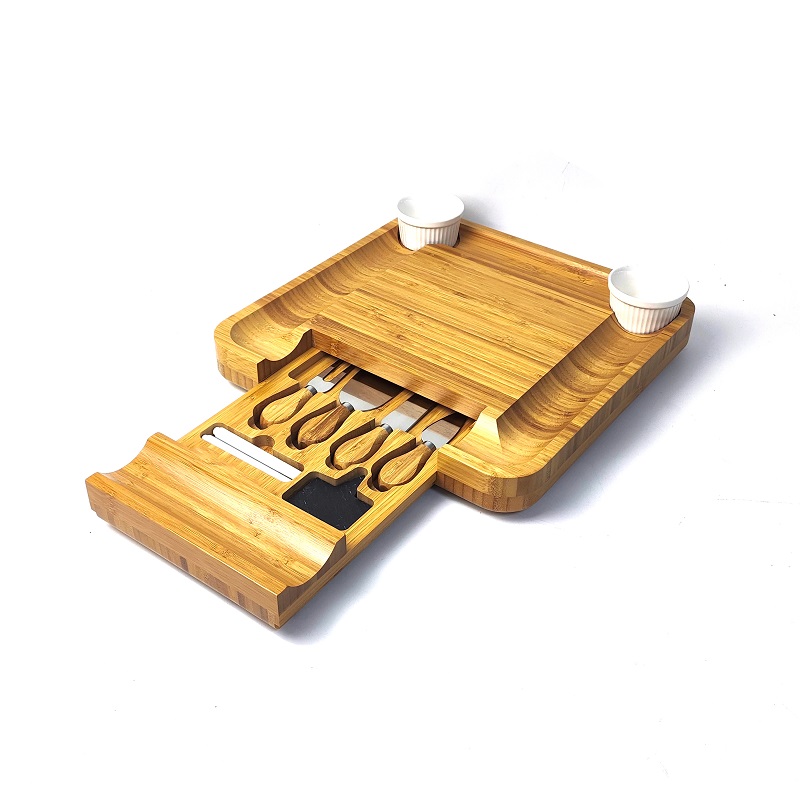 Custom bamboo cheese board with 1 drawer