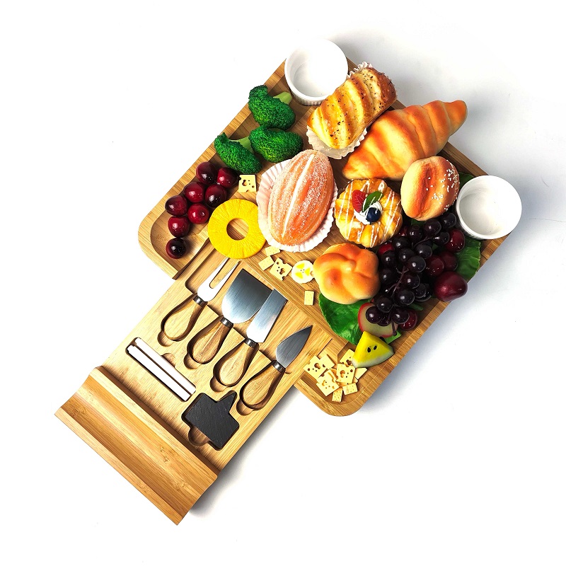 Custom bamboo cheese board with 1 drawer