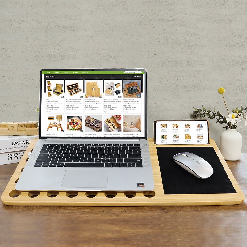 custom bamboo laptop table with vent holes