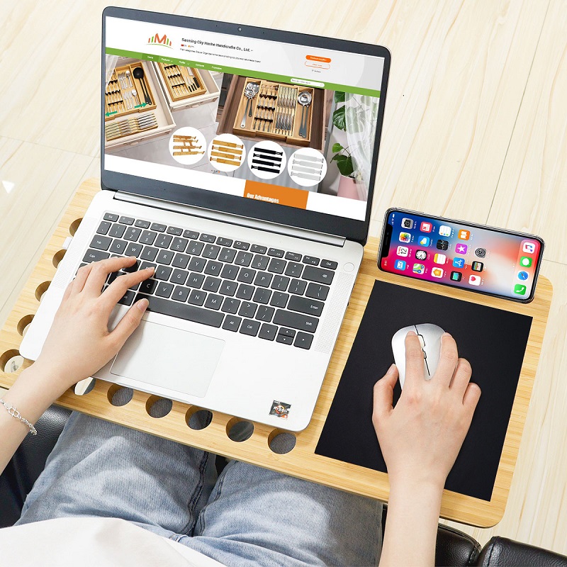 custom bamboo laptop table with vent holes