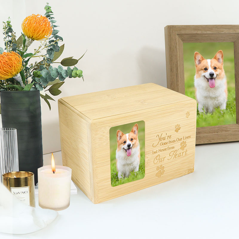 custom wooden bamboo pet urn