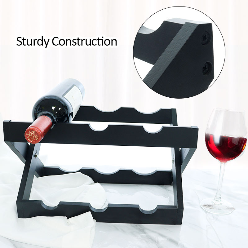 Black foldable wine bottle rack