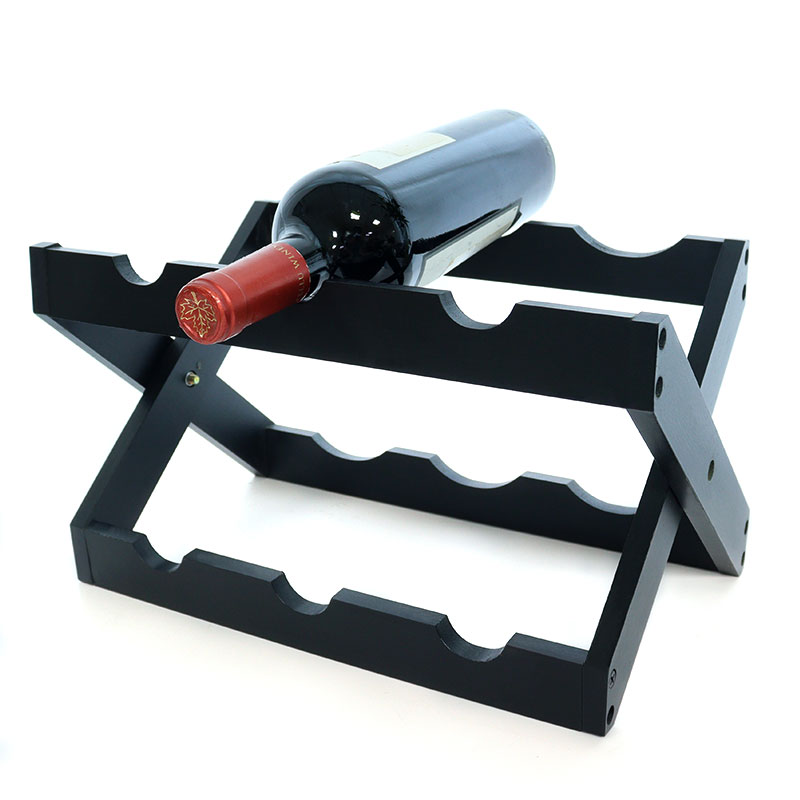 Black foldable wine bottle rack