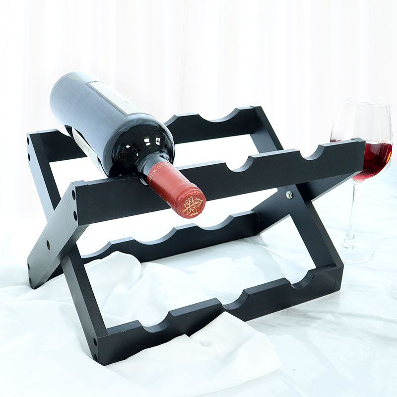 Black foldable wine bottle rack
