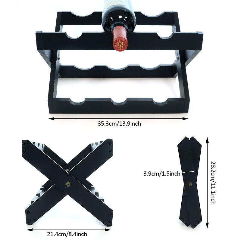 Black foldable wine bottle rack