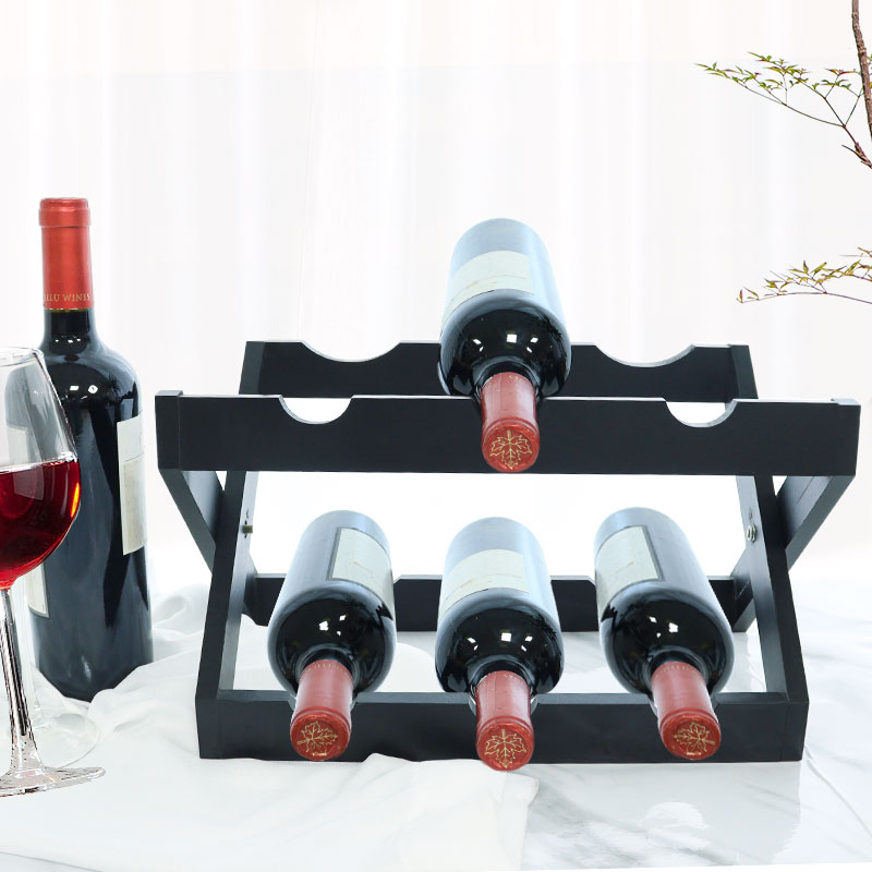 Black foldable wine bottle rack