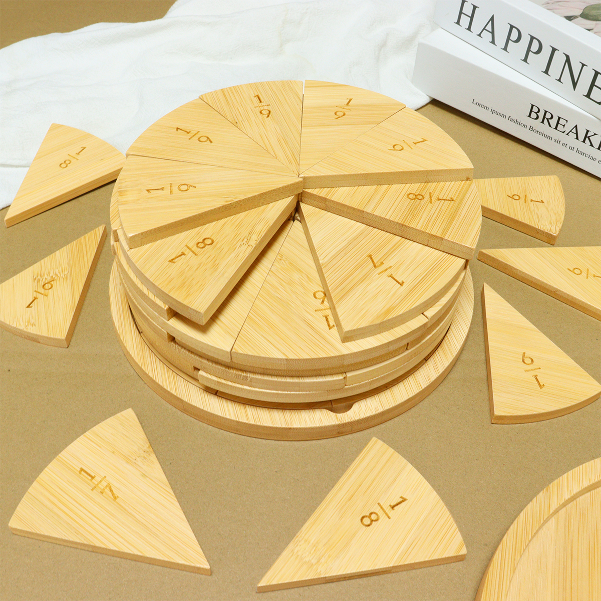 Bamboo fraction set with tray