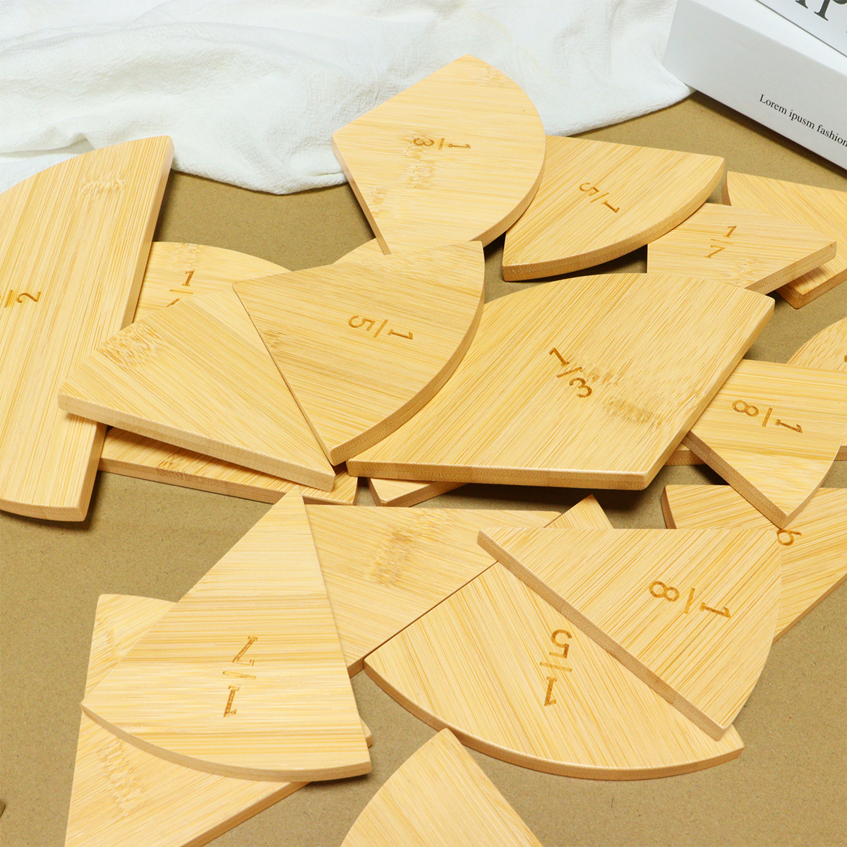 Bamboo fraction set with tray