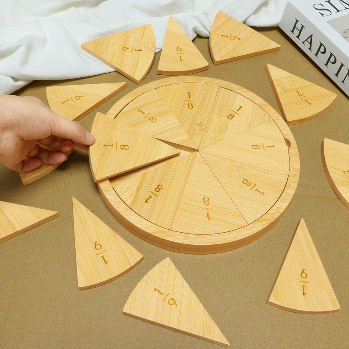 Bamboo fraction set with tray
