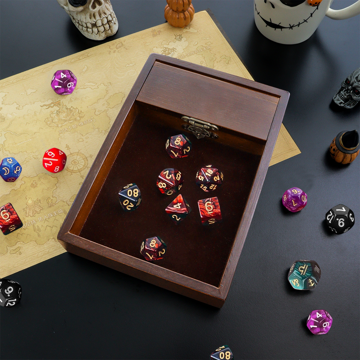 Dungeons and Dragons Dice Rolling Tray with Dice Storage Vault