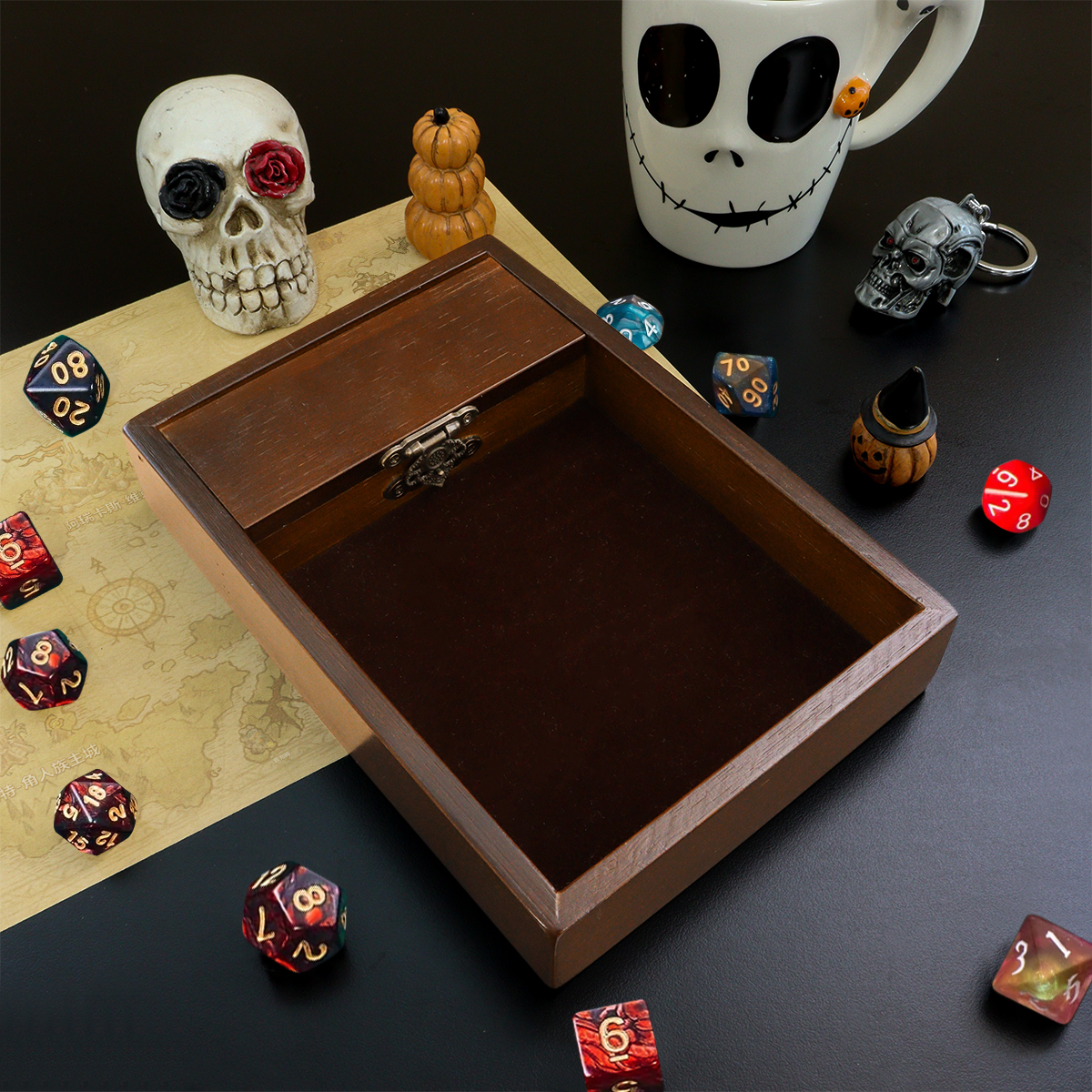 Dungeons and Dragons Dice Rolling Tray with Dice Storage Vault