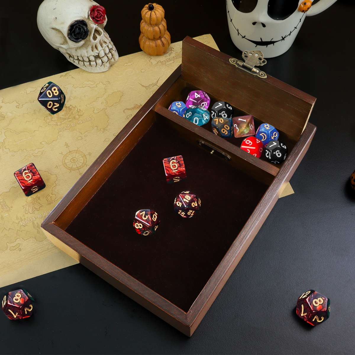 Dungeons and Dragons Dice Rolling Tray with Dice Storage Vault