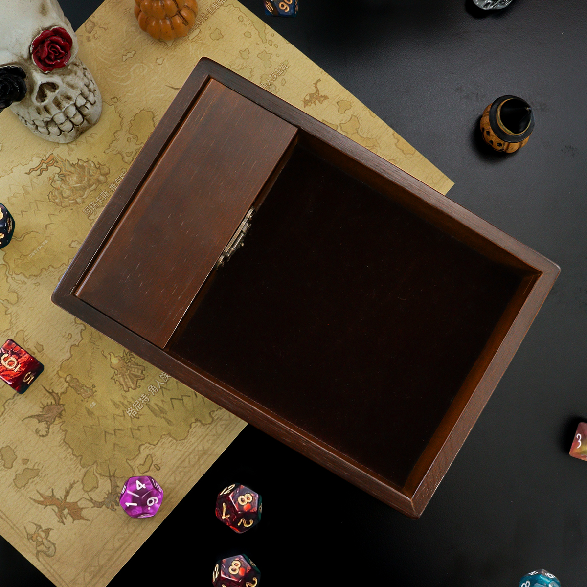 Dungeons and Dragons Dice Rolling Tray with Dice Storage Vault