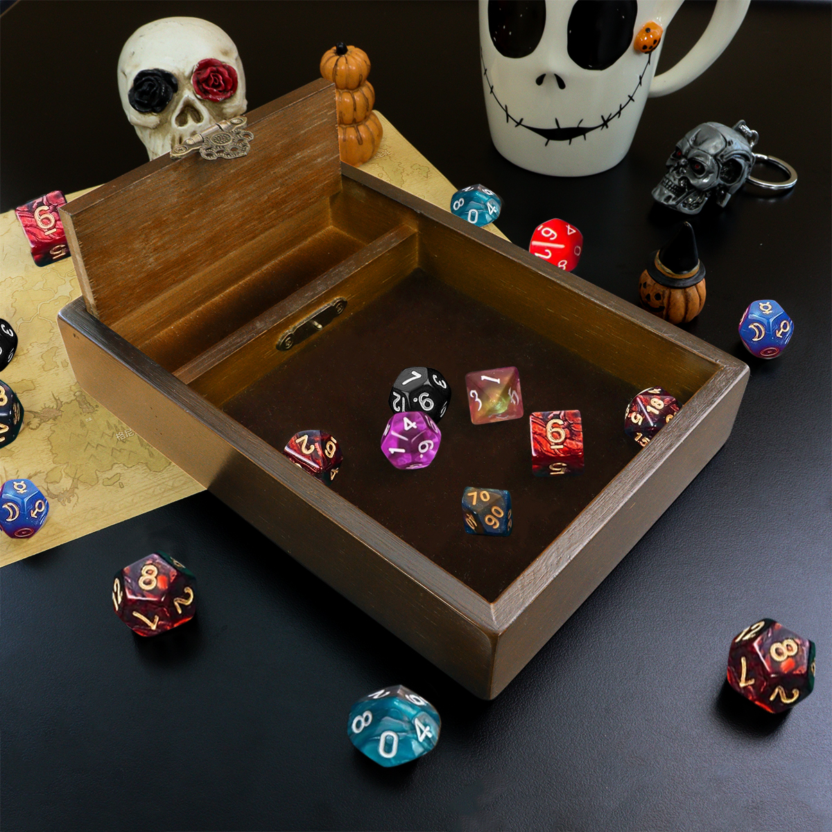 Dungeons and Dragons Dice Rolling Tray with Dice Storage Vault