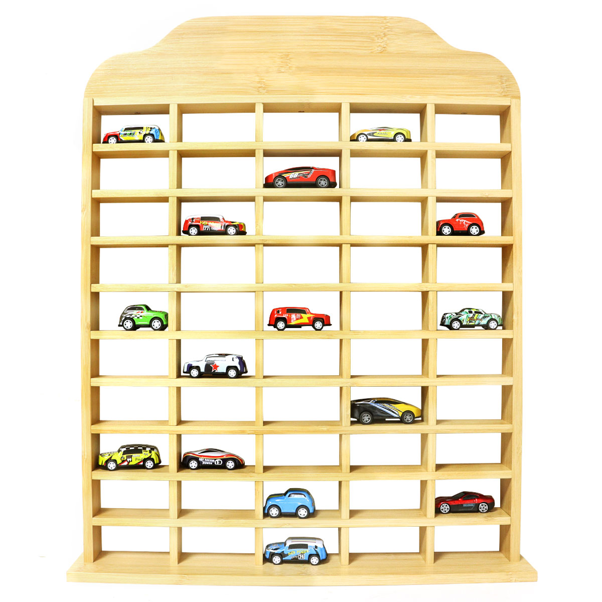 60 Grids Bamboo Car Model Display Stand with Storage Shelves for Collectibles