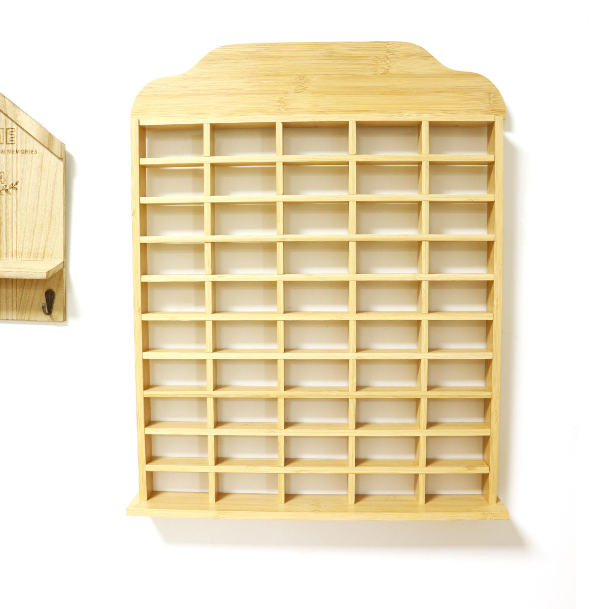 60 Grids Bamboo Car Model Display Stand with Storage Shelves for Collectibles