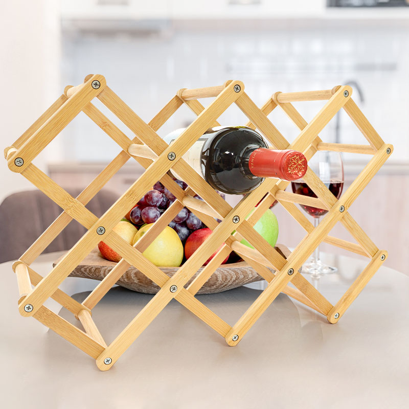 10 Slot Foldable Wine Rack Table Free Standing Bottle Wine Racks Shelves 