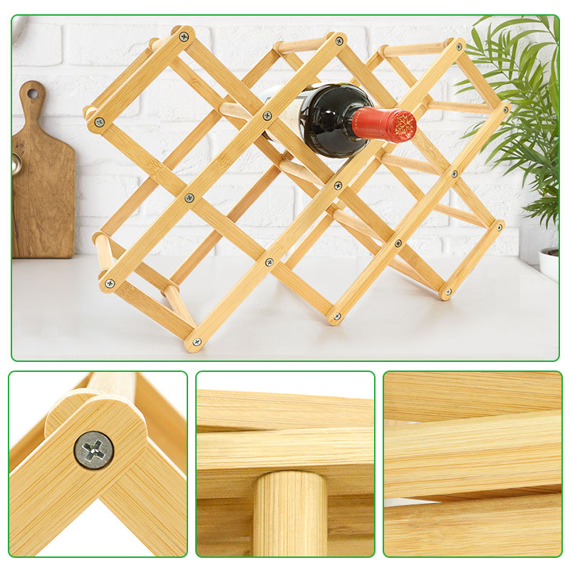 10 Slot Foldable Wine Rack Table Free Standing Bottle Wine Racks Shelves 