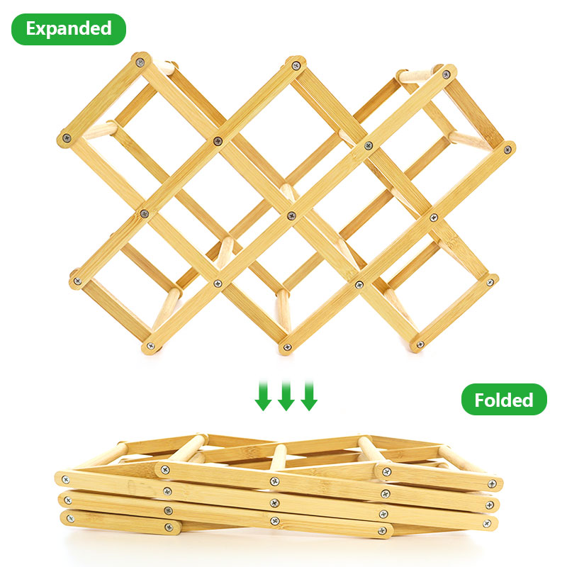 10 Slot Foldable Wine Rack Table Free Standing Bottle Wine Racks Shelves 