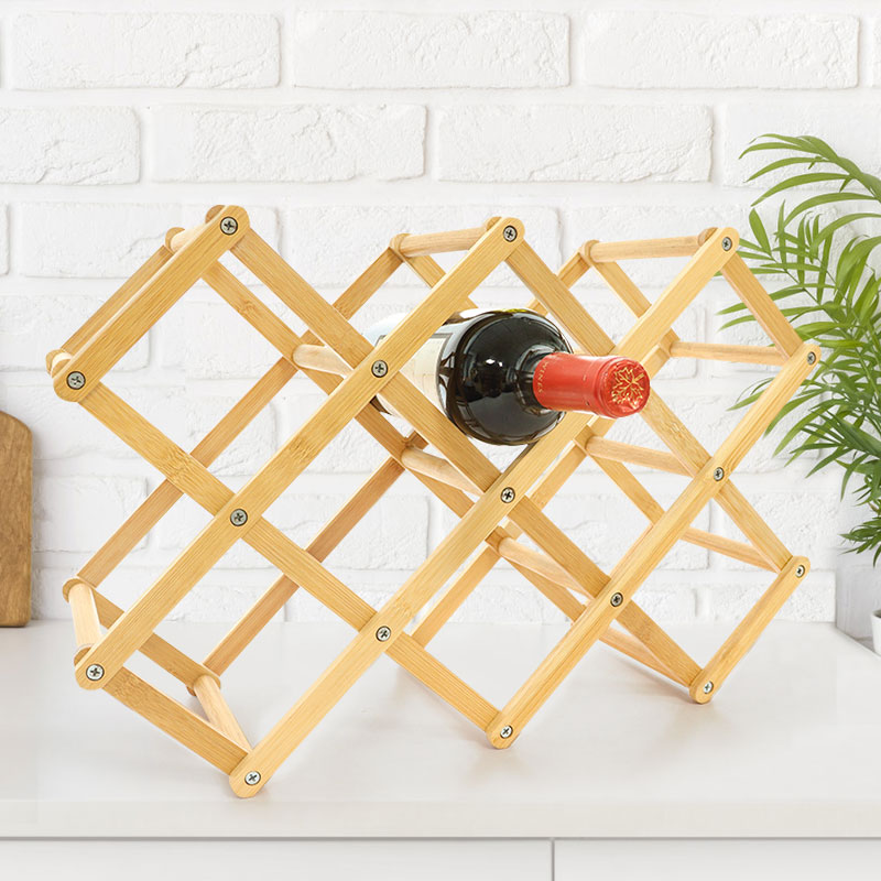 10 Slot Foldable Wine Rack Table Free Standing Bottle Wine Racks Shelves 