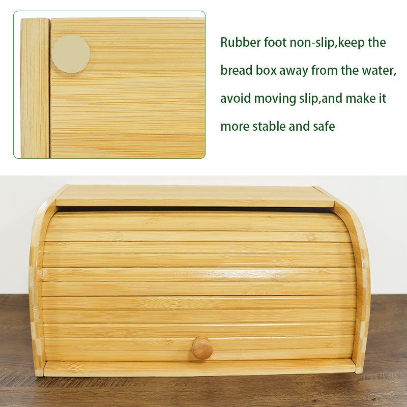 Rolling Top bamboo bread box bin for Kitchen 