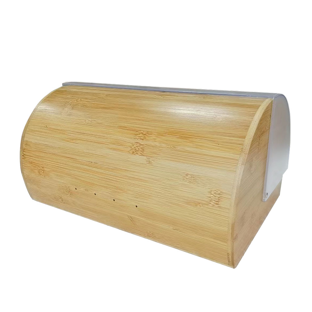 Acrylic easy glide cover bamboo bread bin box