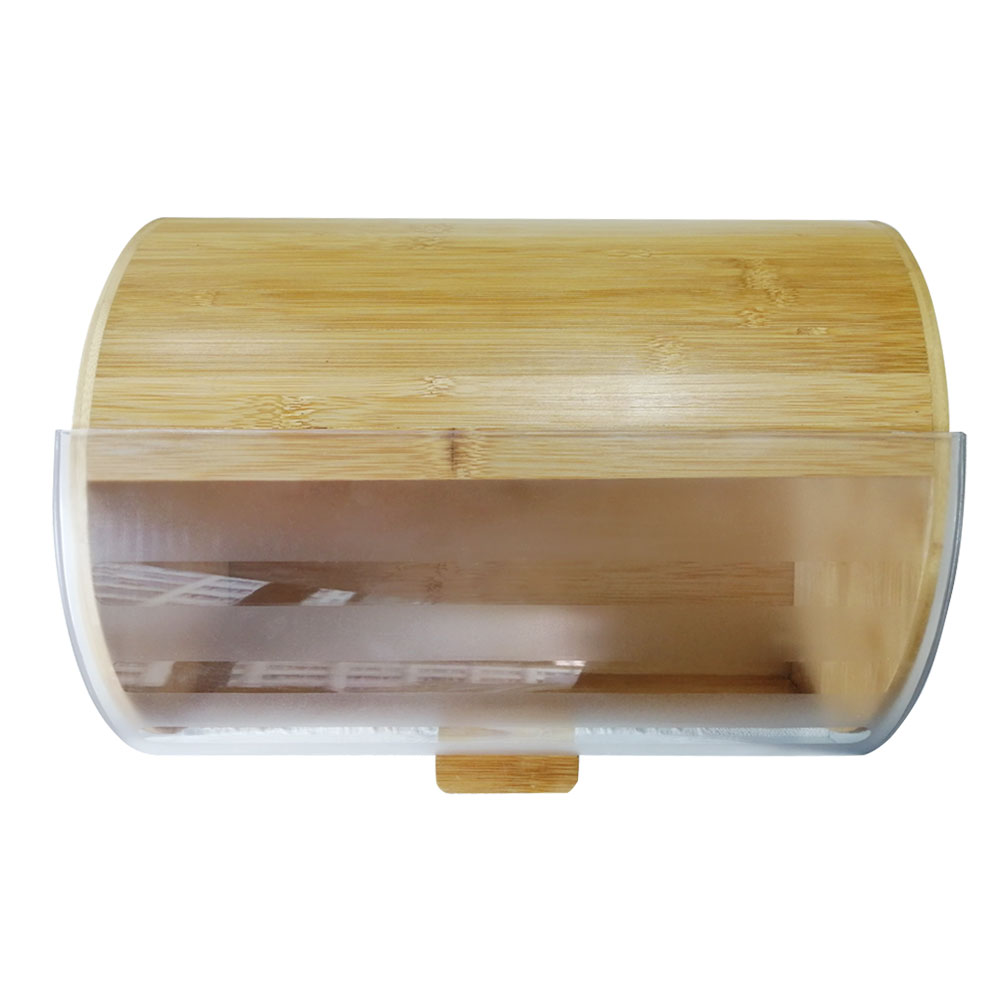 Acrylic easy glide cover bamboo bread bin box