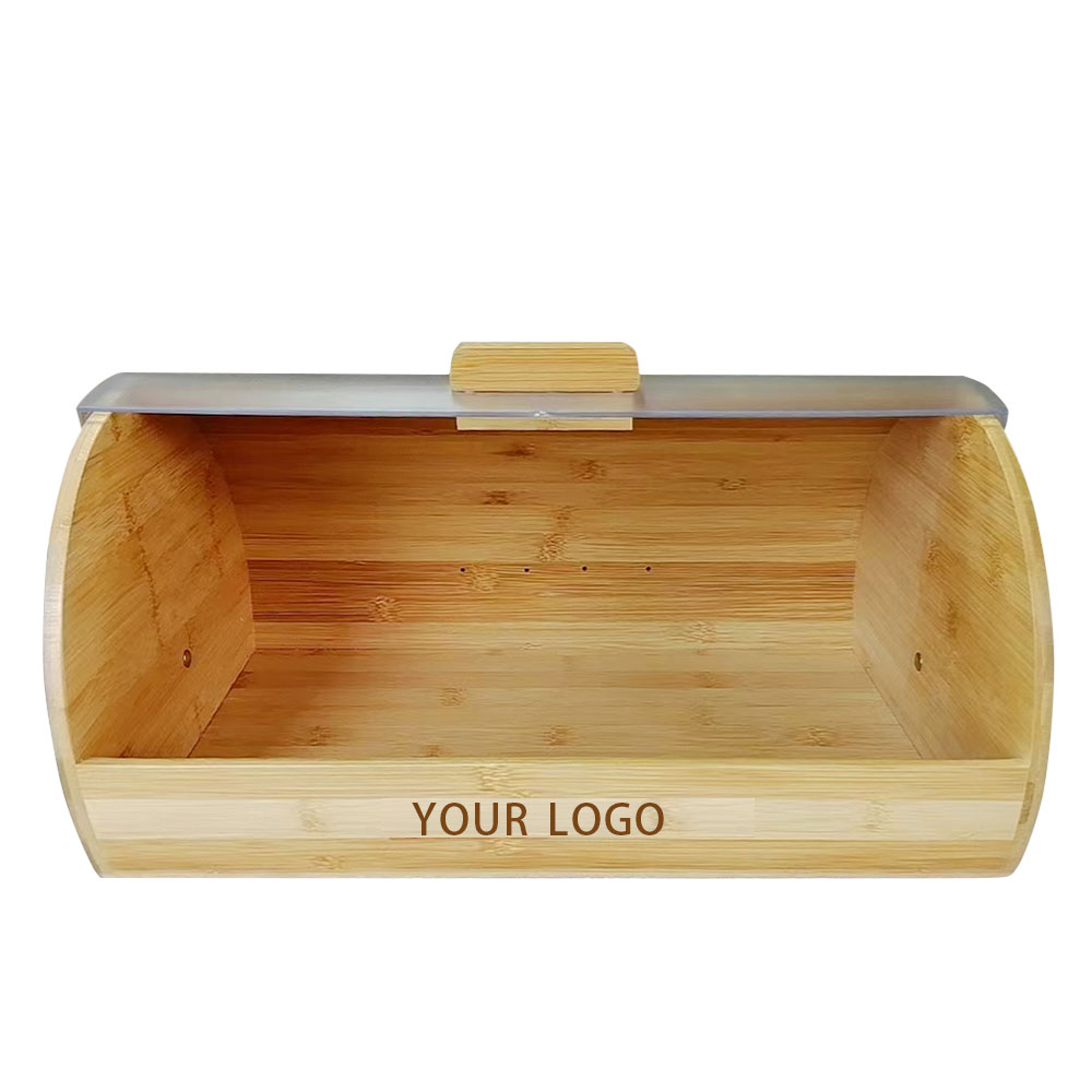 Acrylic easy glide cover bamboo bread bin box