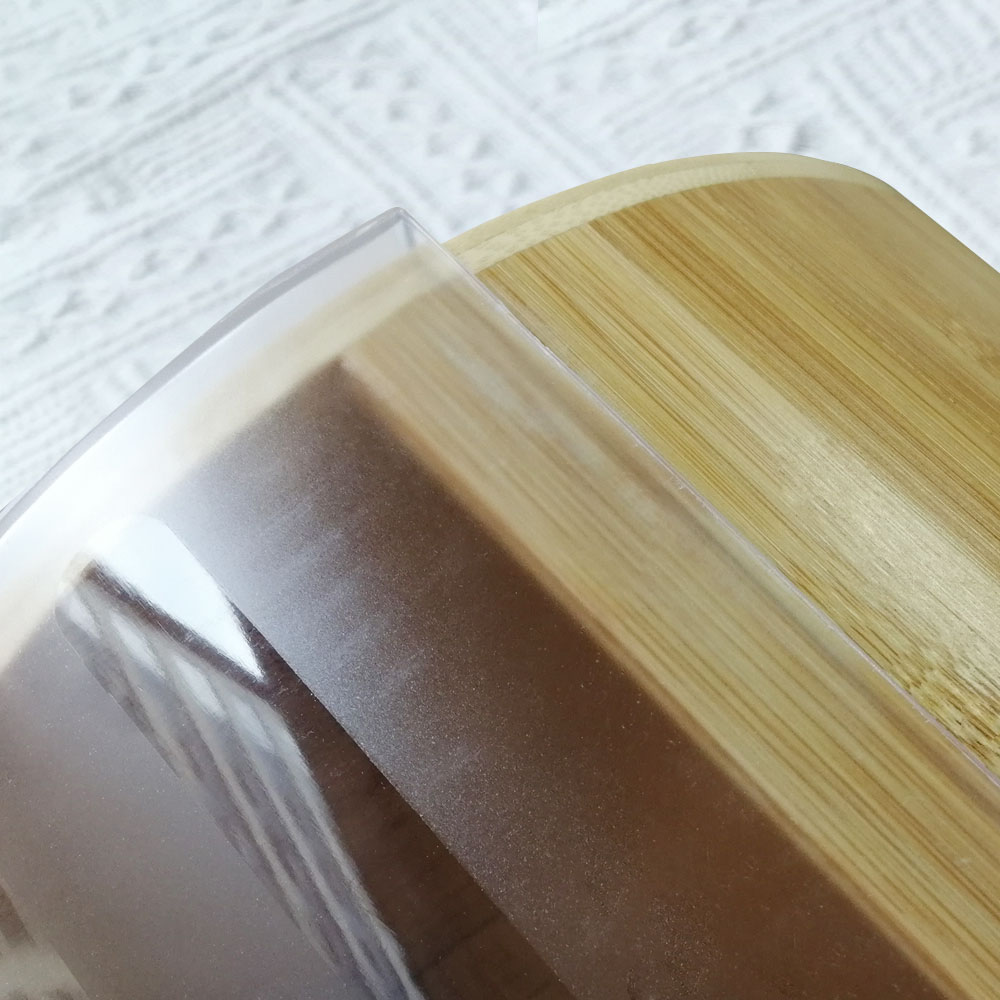 Acrylic easy glide cover bamboo bread bin box
