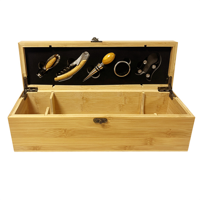 bamboo wine box with opener tools sets