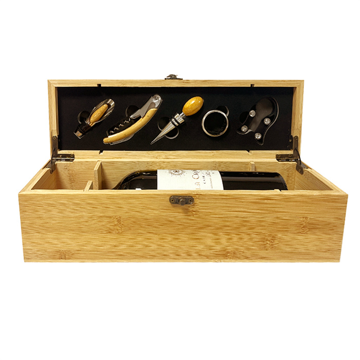 bamboo wine box with opener tools sets