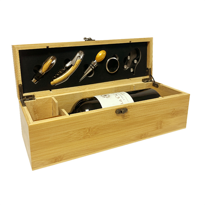 bamboo wine box with opener tools sets