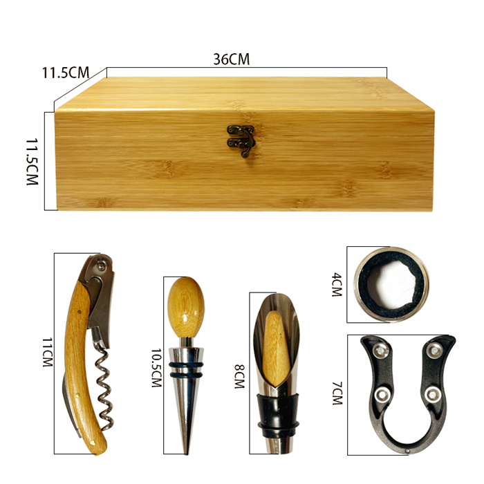 bamboo wine box with opener tools sets