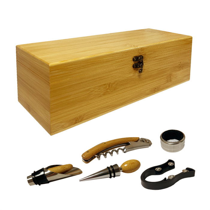 bamboo wine box with opener tools sets