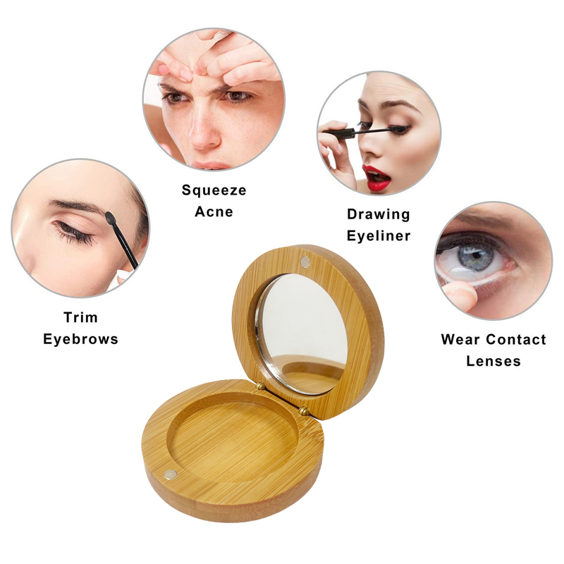 Pocket mirror bamboo compacts box