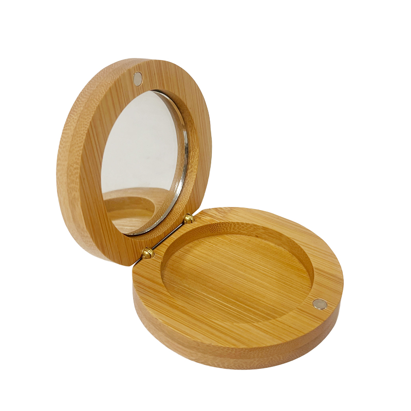 Pocket mirror bamboo compacts box