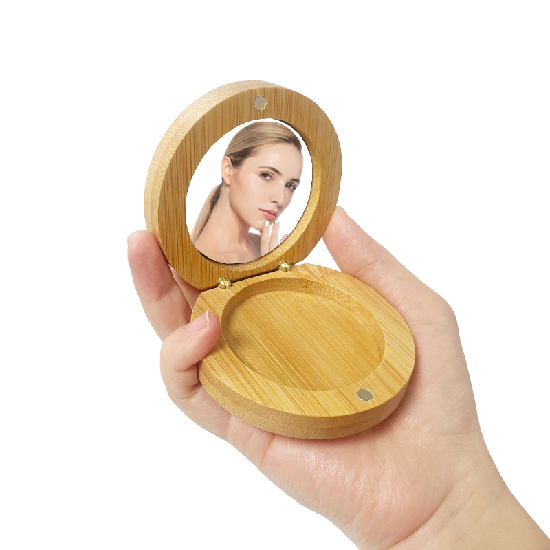 Pocket mirror bamboo compacts box