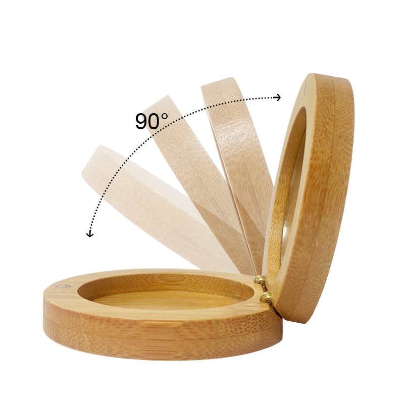 Pocket mirror bamboo compacts box