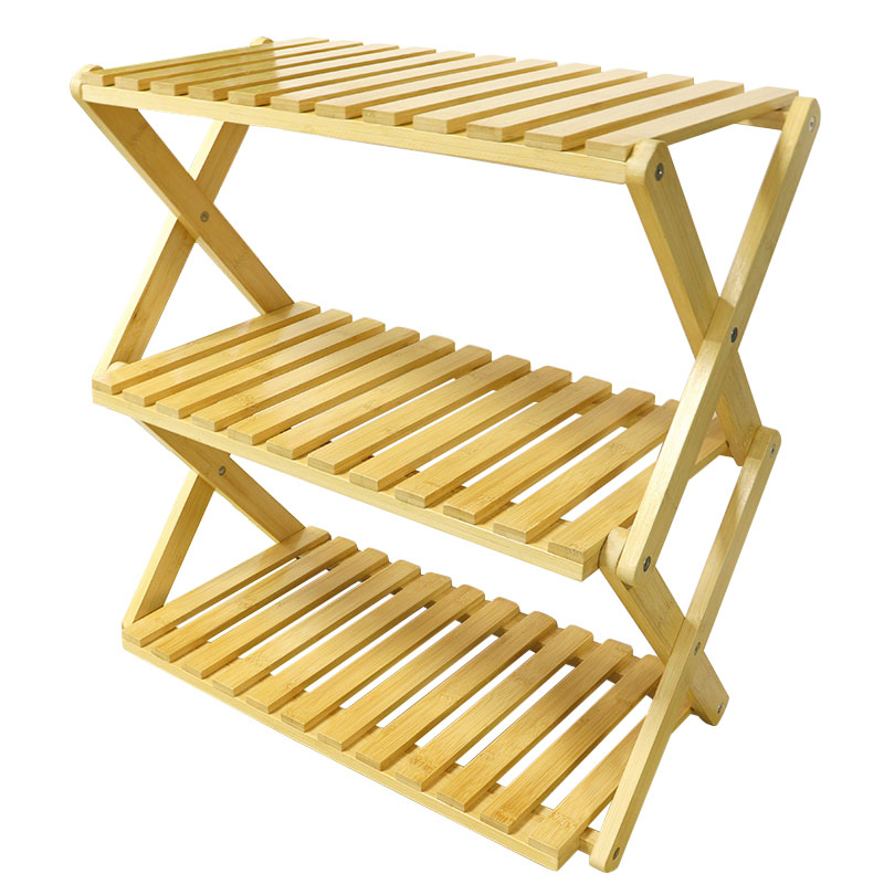 3-tiers foldable bamboo shoes rack