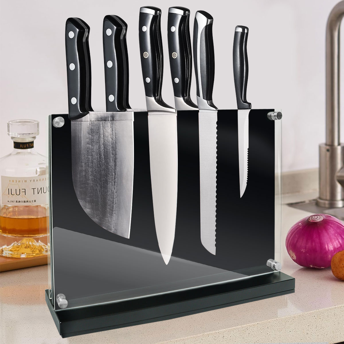 Magnetic Knife Block Storage Holder Display Stand for Kitchen